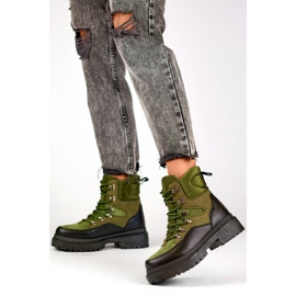 Botines mujer con cordones beige y negro A-852GR 2