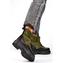 Botines mujer con cordones beige y negro A-852GR 3