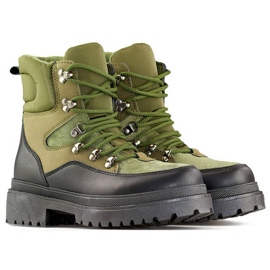 Botines mujer con cordones beige y negro A-852GR 4
