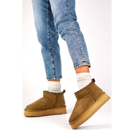 Botas de piel para mujer, botas de nieve de ante marrón YU9001KH 2