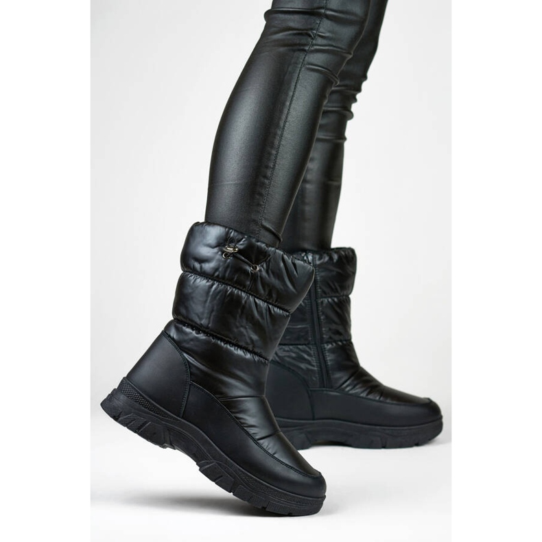 Botas altas de nieve para mujer con puño, negro 3537B 1
