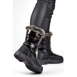 Botas de nieve de mujer con pelo y cremallera, negras N1612B negro 3