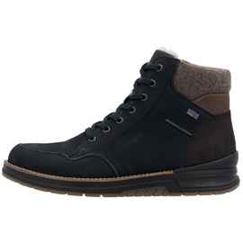 Rieker Botines aislantes impermeables de piel para hombre, azul marino 32344-14 1