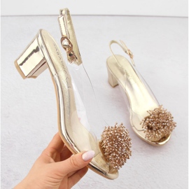 Sabatina Sandalias de mujer de tacón transparente con cuentas doradas dorado 1 Sabatina Sandalias de mujer de tacón transparente con cuentas doradas dorado 1
