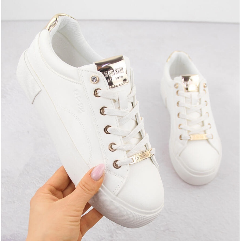 Zapatillas de mujer con plataforma fabricadas en ecopiel, blanco Big Star NN274211 1