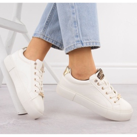 Zapatillas de mujer con plataforma fabricadas en ecopiel, blanco Big Star NN274211 4