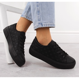 Zapatillas de cuero ecológicas de mujeres Black Big Star RR274335 negro 4