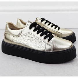 Zapatos deportivos de cuero para mujeres en la plataforma Golden Filippo DP6119 dorado 2