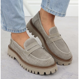 Lords de cuero mocasines para mujeres en la plataforma beige Filippo 6796 6