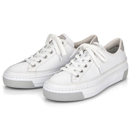 Rieker blanco L8847-80 zapatos deportivos de cuero para mujeres 4