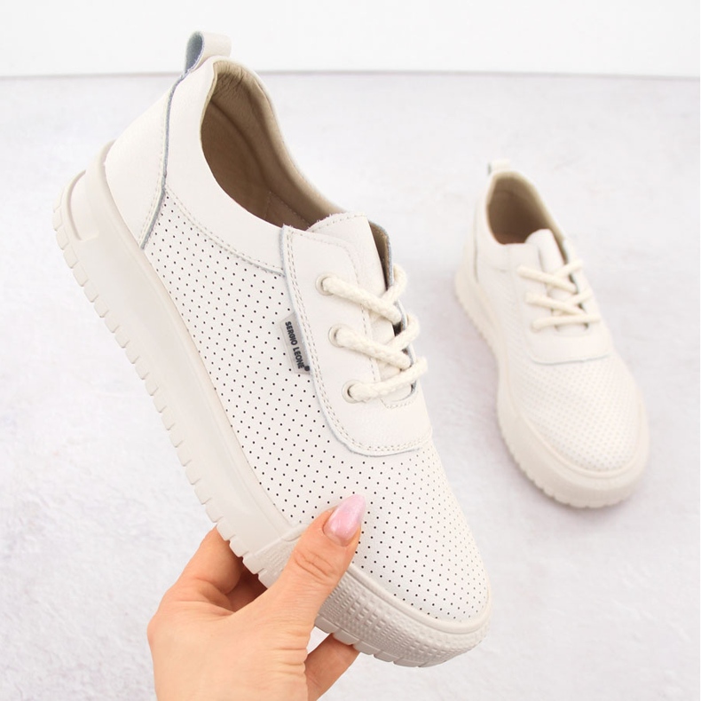 Zapatos deportivos de cuero de cuero beige Sergio Leone SP-102 1