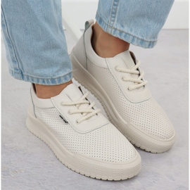 Zapatos deportivos de cuero de cuero beige Sergio Leone SP-102 6