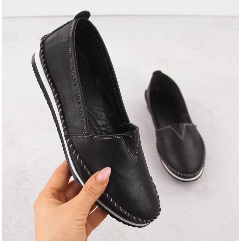 Lofers de cuero para mujeres resbaló Black T.Sokolski W25-741 negro 1