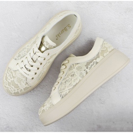 Zapatos en la plataforma de encaje beige S.Barski Hy51-059 3