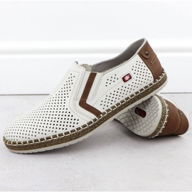 Zapatos de cuero a puentes para hombres, White Rieker B5297-80 blanco 7