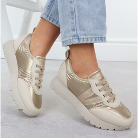 Zapatos deportivos metálicos de mujer Beige Golden Vinceza 58510 dorado 4