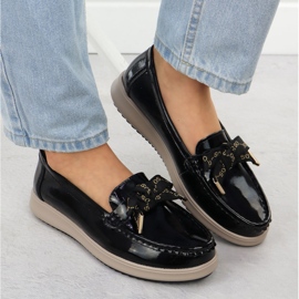Mocasines de cuero barnizado con un arco negro Filippo DP6457 6