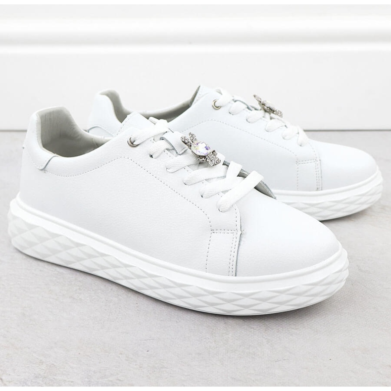 Zapatos de cuero para mujeres con un adorno en la plataforma blanca Sergio Leone SP110 blanco 2 Zapatos de cuero para mujeres con un adorno en la plataforma blanca Sergio Leone SP110 blanco 2