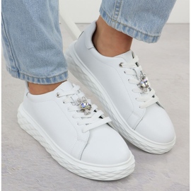 Zapatos de cuero para mujeres con un adorno en la plataforma blanca Sergio Leone SP110 blanco 6