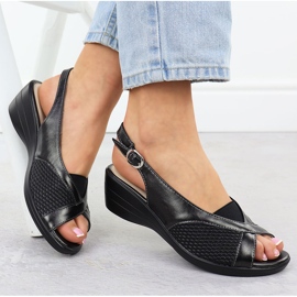 Evento Sandalias para mujeres en cuñas cómodas y ventosas negras 8863 negro 4