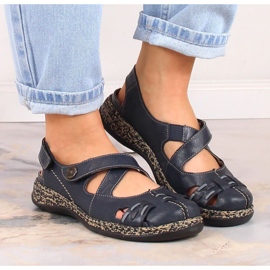 Sandalias cómodas velcro Rieker W 46377-14 azul 18