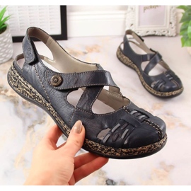 Sandalias cómodas velcro Rieker W 46377-14 azul 21