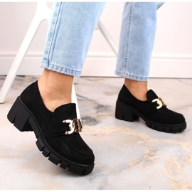 Vinceza W JAN250 Zapatos mocasín tacón alto ante negro 11