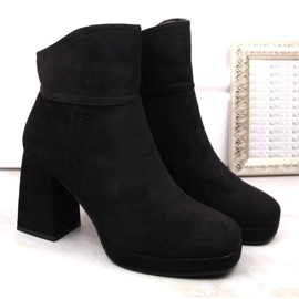 Botines de ante con tacón alto y plataforma, aislantes M.Daszyński W SAN24A, negro 11
