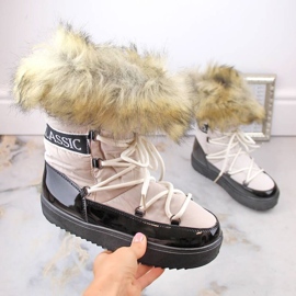 Vinceza W JAN262 botas de nieve con cordones beige y pelo 12