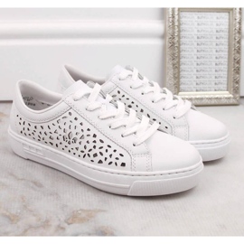 Zapatos cómodos de piel Rieker W RKR641 blanco 29