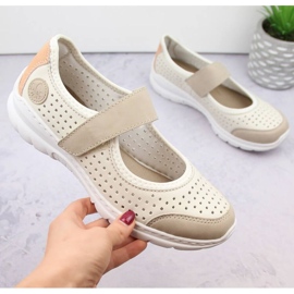 Zapatos cómodos calados Rieker W RKR575A, beige 29