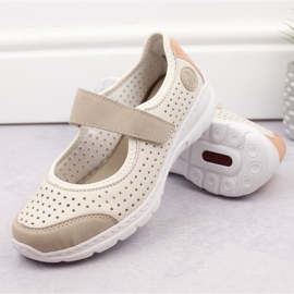 Zapatos cómodos calados Rieker W RKR575A, beige 32