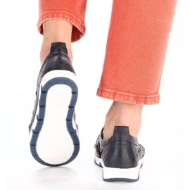 Zapatos de piel calados Rieker W RKR652, azul marino 41