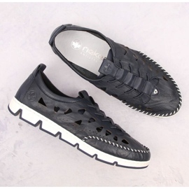 Zapatos de piel calados Rieker W RKR652, azul marino 43