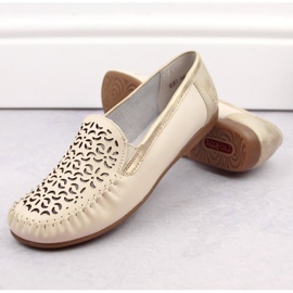 Zapatos cómodos de piel calados Rieker W RKR658, beige 25
