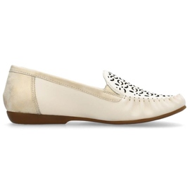 Zapatos cómodos de piel calados Rieker W RKR658, beige 27