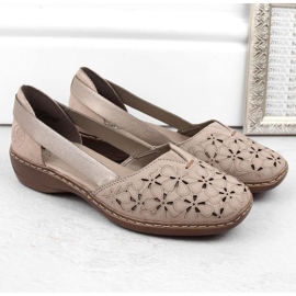 Zapatos cómodos de piel Rieker W RKR442C, beige 32