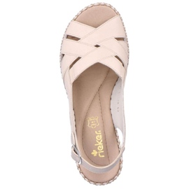 Sandalias cómodas de piel Rieker W RKR682, beige 28