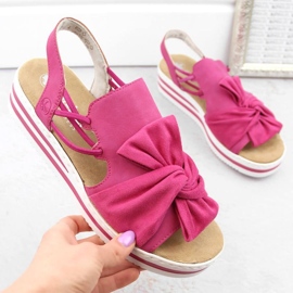 Sandalias cómodas plataforma Rieker W RKR687 fucsia rosado 12