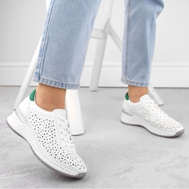 Zapatos cómodos de piel Rieker W RKR692 blanco 29