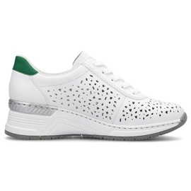 Zapatos cómodos de piel Rieker W RKR692 blanco 30