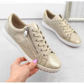 Zapatos cómodos de piel Rieker W RKR694, beige 25