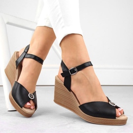 Sandalias cuña de piel con decoración Filippo W PAW526B negro 11