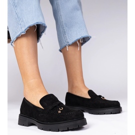 Mocasines negros de Ekozamsz con decoración 1