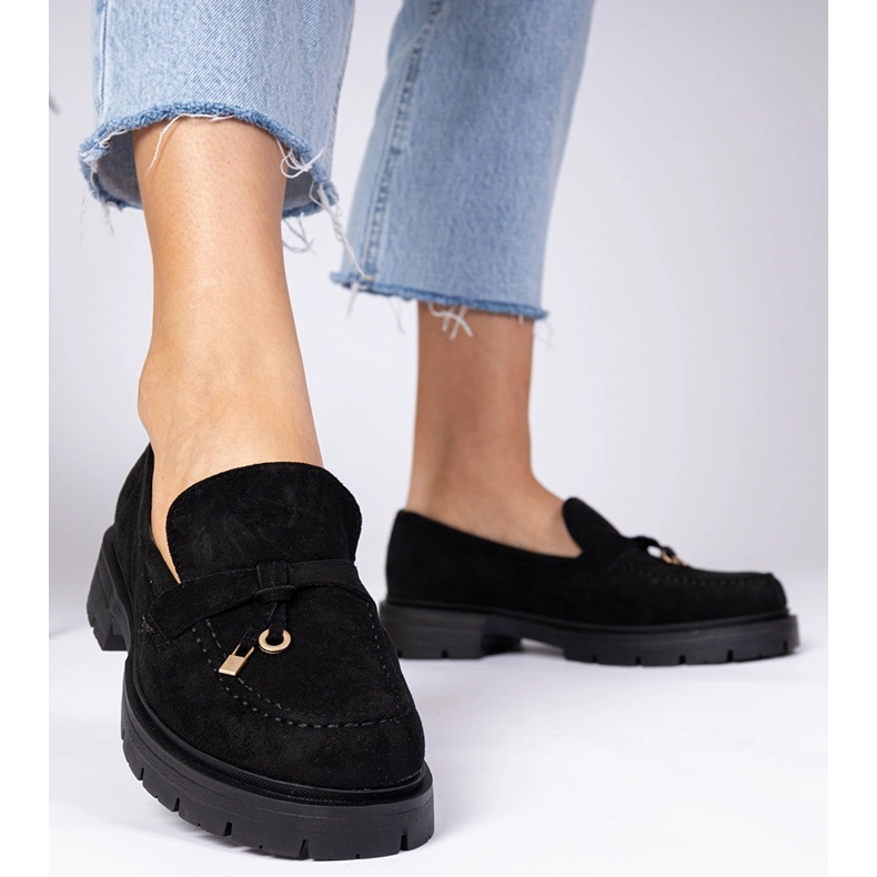 Mocasines negros de Ekozamsz con decoración 2