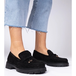 Mocasines negros de Ekozamsz con decoración 3