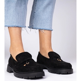 Mocasines negros de Ekozamsz con decoración 4