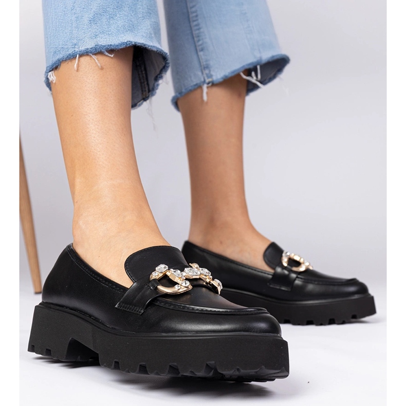 Mocasines elegantes negros con circonitas 1 Mocasines elegantes negros con circonitas 1