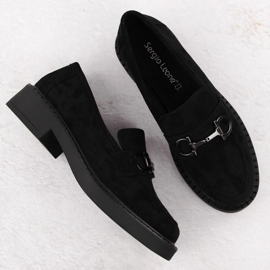 Sergio Leone Sk455a Mocasins Black con un adorno negro 12
