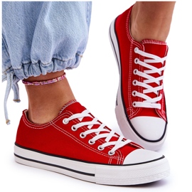 Zapatillas de deporte rojo clásico de mujeres bajas 4